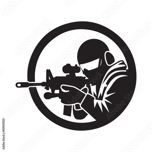 Hunter  Vector Image. Hunter shooting target