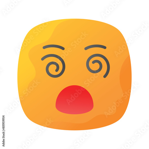 Dizzy emoji icon, dizziness expression vector design