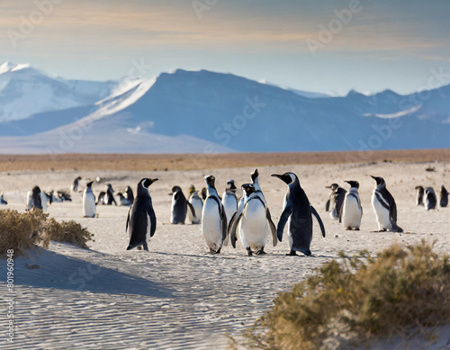 climate change concept penguins in the desert