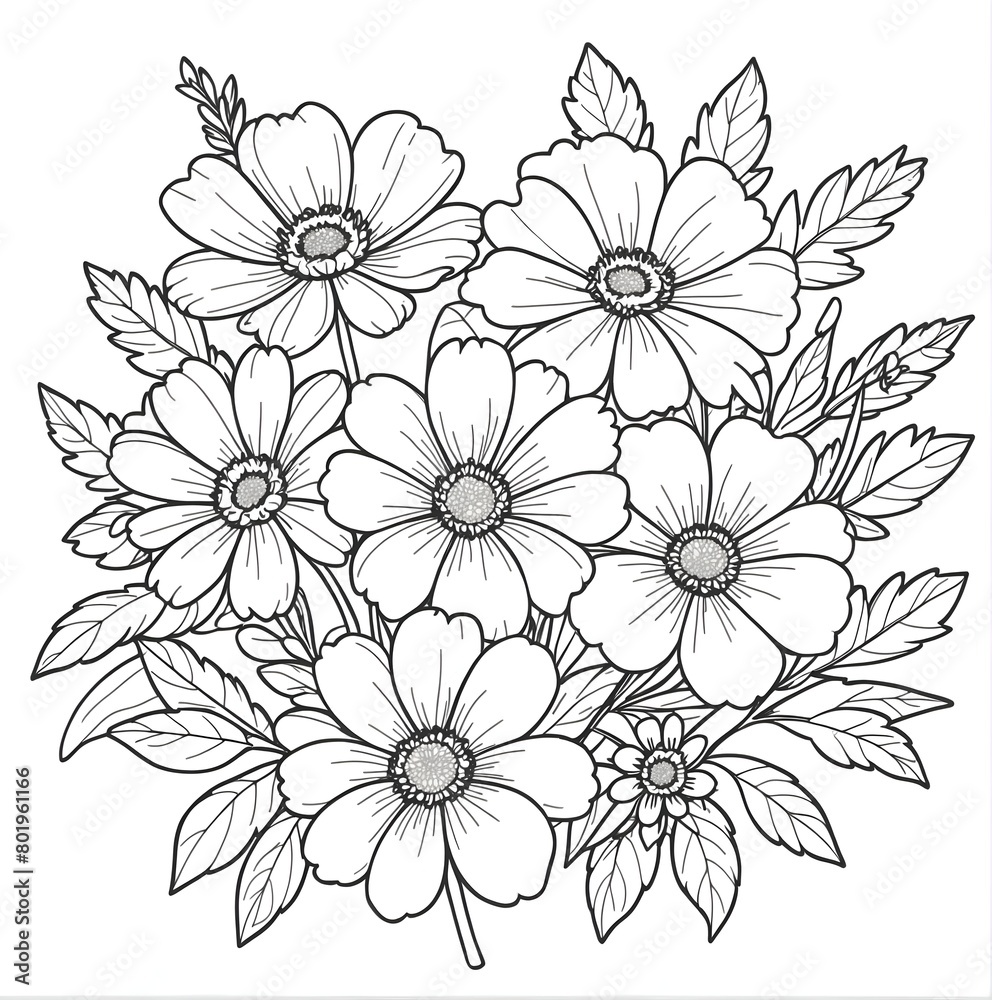 custom made wallpaper toronto digitalFlowers for a colouring book, can be printed to be painted, wallpaper background or graphic resource