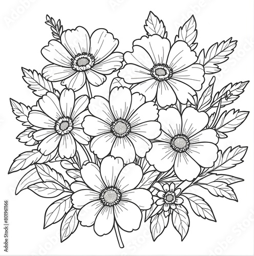 Flowers for a colouring book  can be printed to be painted  wallpaper background or graphic resource