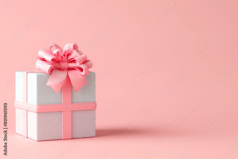 A white box with a pink bow on top of it A white box with a pink bow on top of it