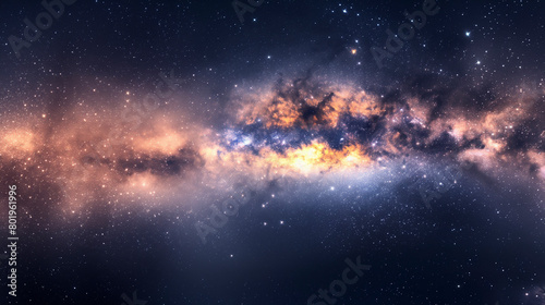 A stunning computergenerated image of the Milky Way galaxy in space, with purple hues resembling a watercolor sky in a surreal world of science and astronomical objects