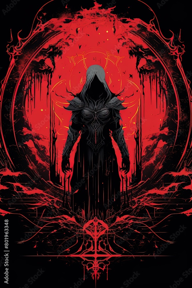 Fototapeta premium Gaming Tarot Card with Intricately Designed Video Game Theme on a Dark Background, Ideal for Gaming Enthusiasts, Collectors, and Tarot Lovers