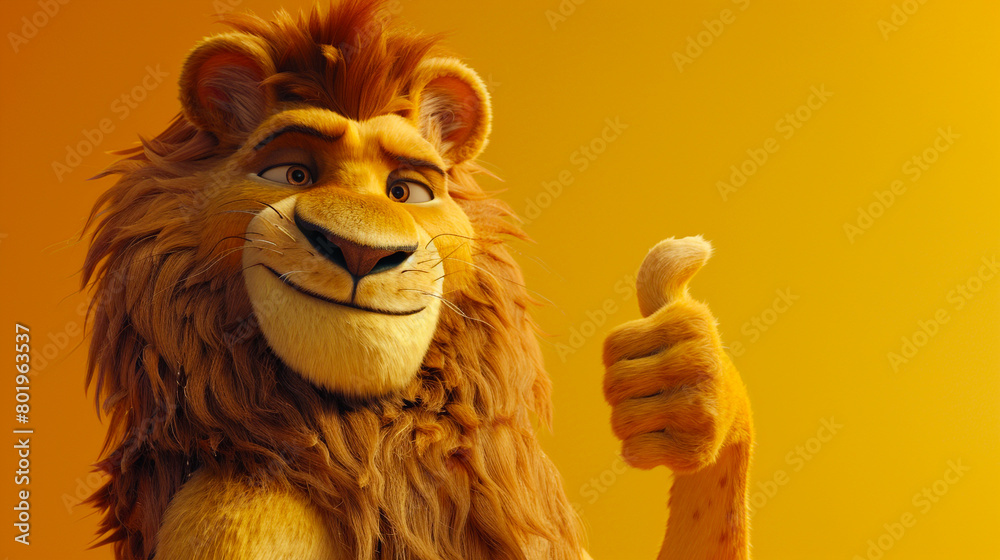 Obraz premium Image of a lion giving a thumbs up.