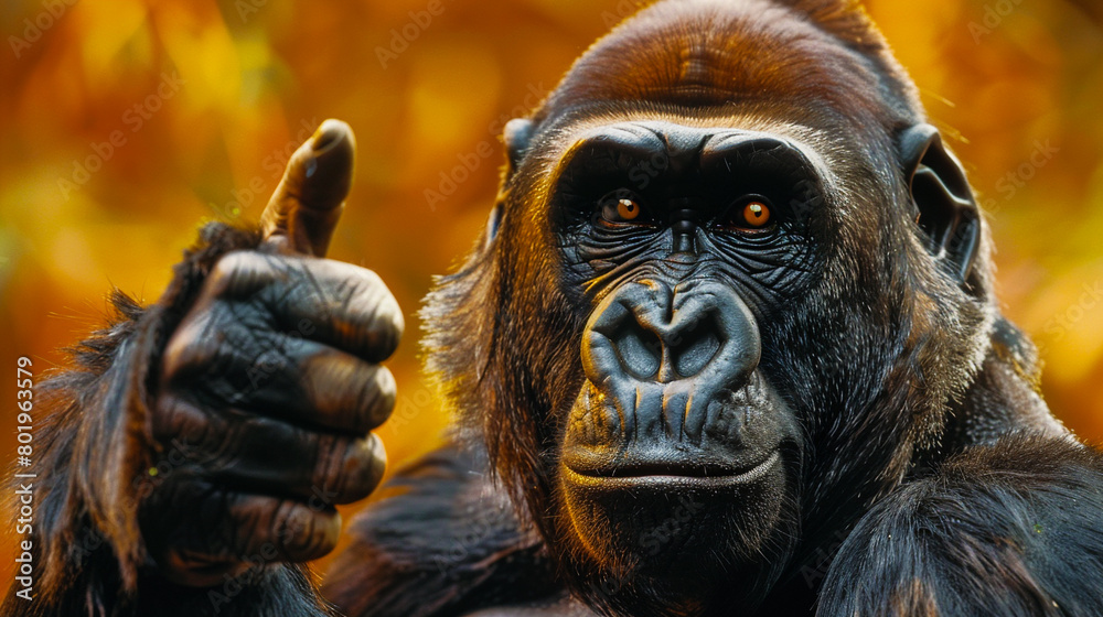 Image of a gorilla giving a thumbs up.