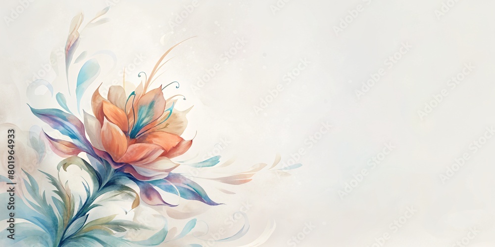 Digital painting of flowers floral on a white background with a blank area for text Digital painting of flowers floral on a white background with a blank area for text
