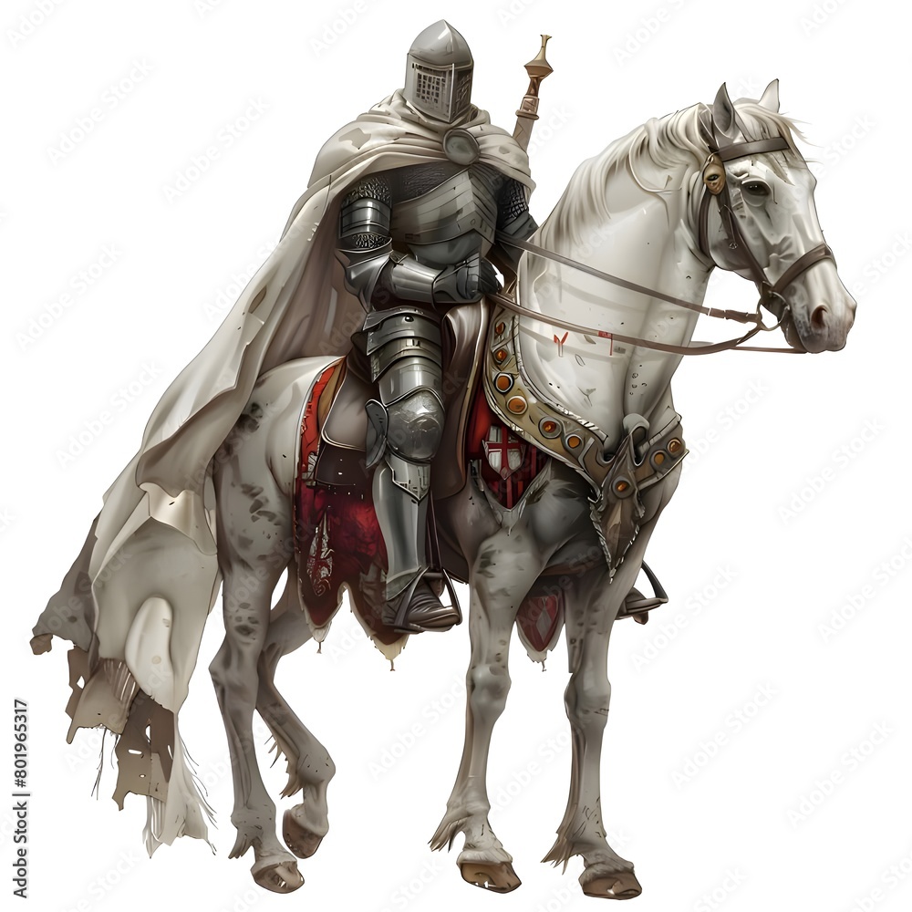 Horse knight in fantasy land isolated on white Horse knight in fantasy land isolated on white