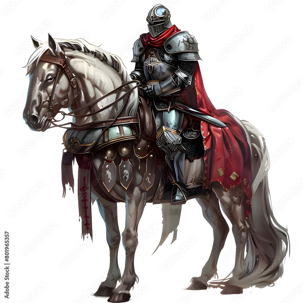 Horse knight in fantasy land isolated on white Horse knight in fantasy land isolated on white