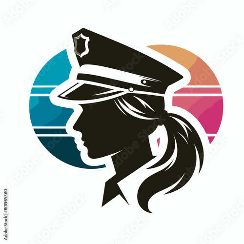 A black silhouette of a policewoman's head and shoulders.