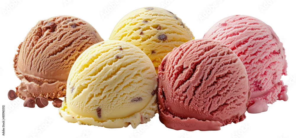 Assorted scoops of ice cream, cut out - stock png. Assorted scoops of ice cream, cut out - stock png.