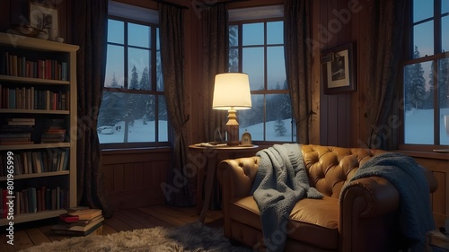 A cozy reading nook with a warm blanket, a good book, and a steaming mug of tea. 8k --ar 16:9 --v 6.0 © Iram__Art's 