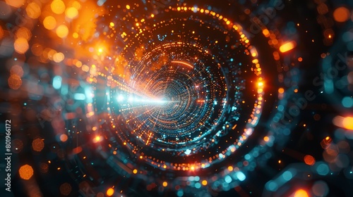 Quantum computer in action, pulsating lights, eye-level, futuristic lab