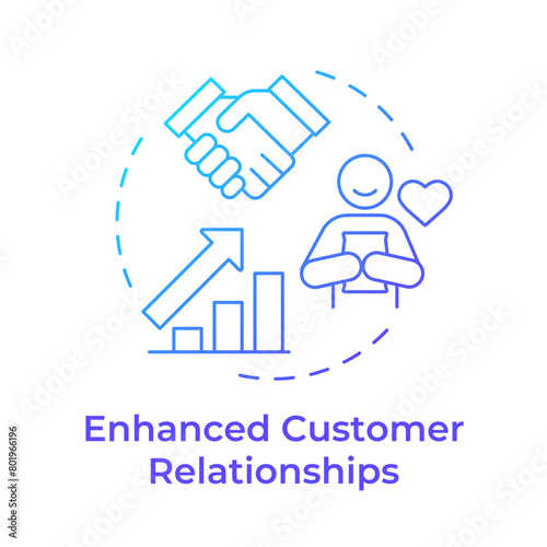 Enhanced customer relationships blue gradient concept icon. Communication processes, sales management. Round shape line illustration. Abstract idea. Graphic design. Easy to use in infographic