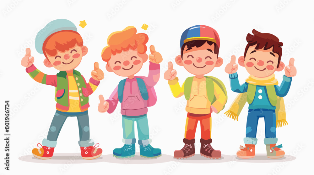 Little children in funny disguise showing thumb-up