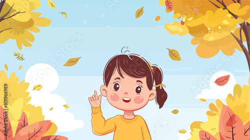 Little deaf mute girl using sign language outdoors Vector