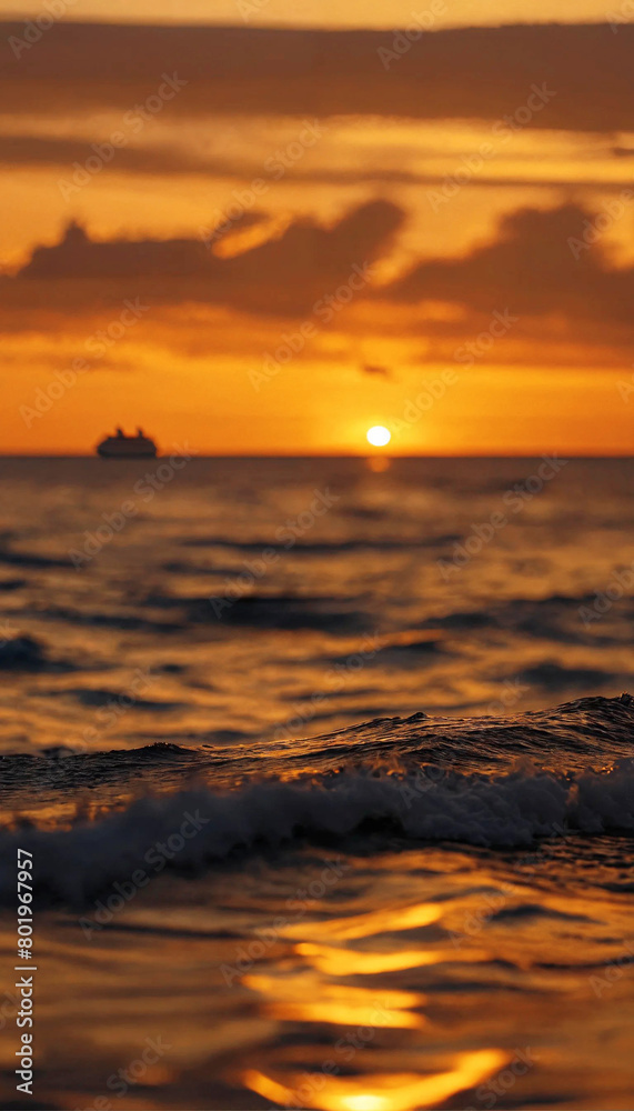 Obraz premium Sunset on the sea，The Ocean's Twilight