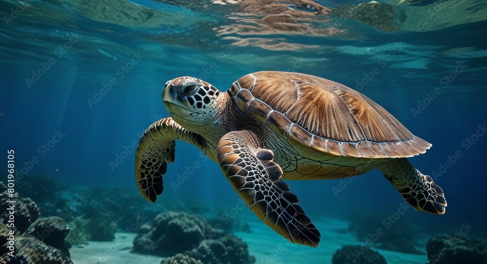 Obraz premium green sea turtle swimming