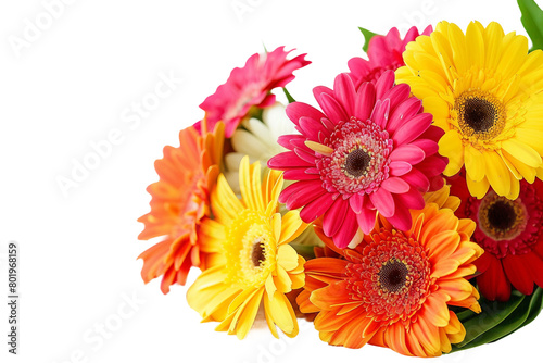 Gerbera Bouquet On Transparent Background.