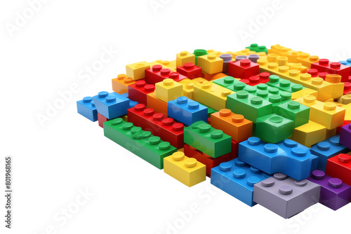 Towering Lego Wonder. On a White or Clear Surface PNG Transparent Background.