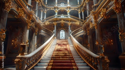 Magnificent Marble Staircase Leads to Opulent Grandeur in Historic Palace