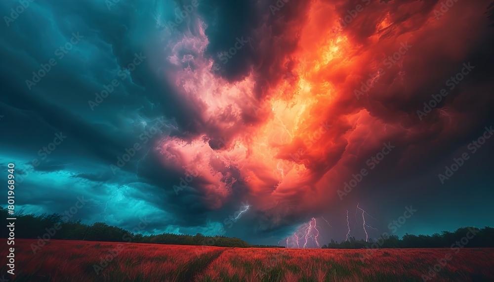 Naklejka premium the sky during a thunderstorm