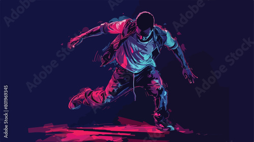 Male African-American hip-hop dancer on dark background © Hassan
