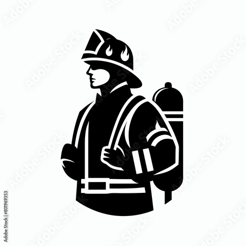 A firefighter wearing a helmet and an oxygen tank.
