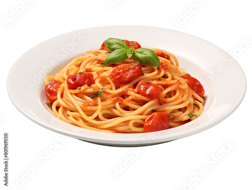 a plate of spaghetti with tomatoes and basil