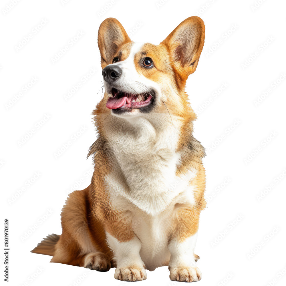 welsh corgi breed dog sitting on a isolated on transparent background With clipping path. cut out. 3d render