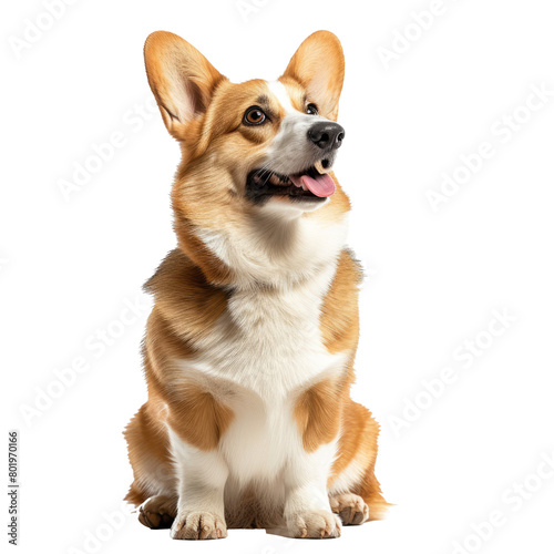 welsh corgi breed dog sitting on a isolated on transparent background With clipping path. cut out. 3d render