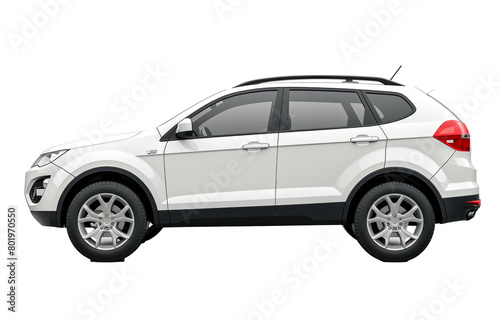 White SUV car isolated on transparent background With clipping path. cut out. 3d render