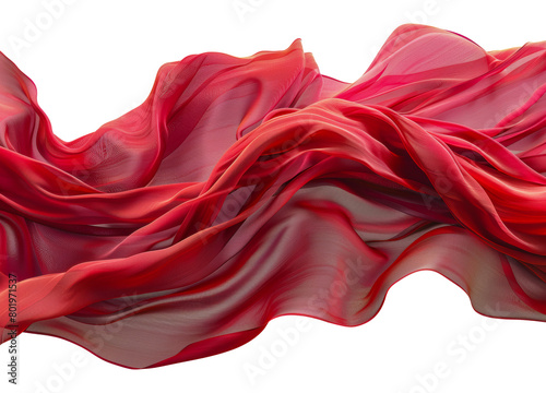 Red gradient fabric flowing texture, cut out - stock png.