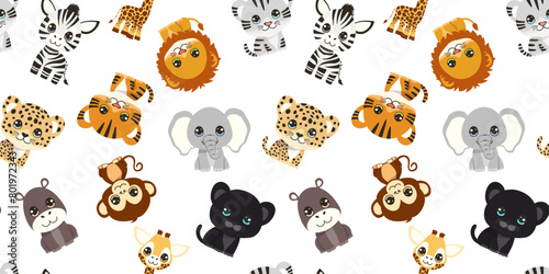 Photography seamless pattern with animals