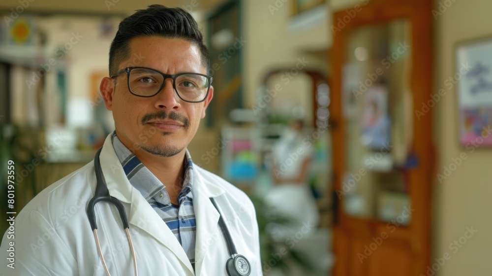 Man doctor in white coat with stethoscope Man doctor in white coat with stethoscope