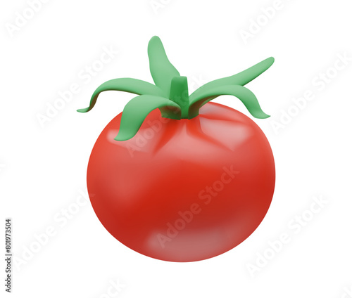 Cherry 3d render vector plastic imitation illustration isolated on white. 