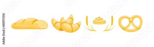 Wheat Pastry and Goods from Bakery Vector Set