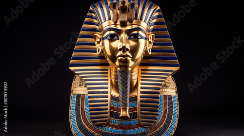 Tutankhamun's burial mask, antepenultimate pharaoh of the Eighteenth Dynasty of ancient Egypt.