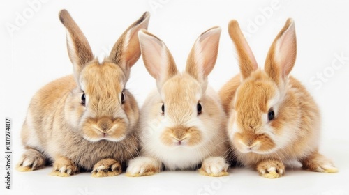 Group of three rabbits sitting together