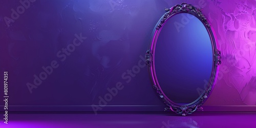 The background is completely mix Purple and Silver with no texture and the minimalist Mirror is in the right hand side