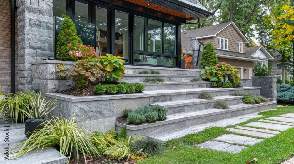 House with plants and stone steps House with plants and stone steps