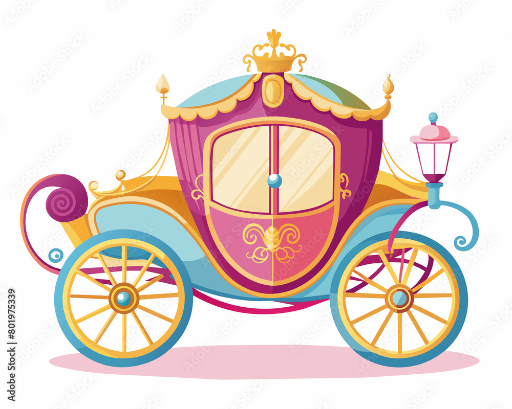 Artistic painting of a royal princess carriage with a crown on top