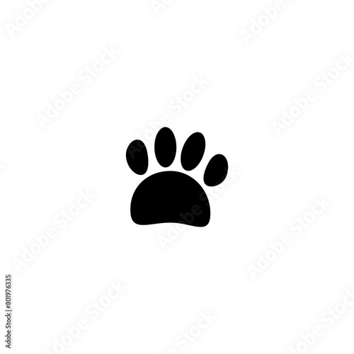 Paw print icon in modern flat style for web isolated on white background
