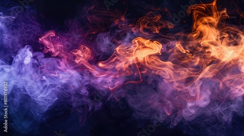 Smoke of various shapes can be used for various decorative work, Ink water splash, Color smoke, Esoteric explosion, colourful fume cloud texture wave on black abstract art background 