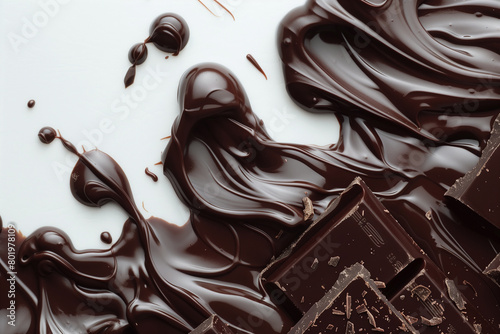 dark chocolate isolated melted dark chocolate flow on white background selection of dark chocolate bars arranged neatly on a pristine white surface