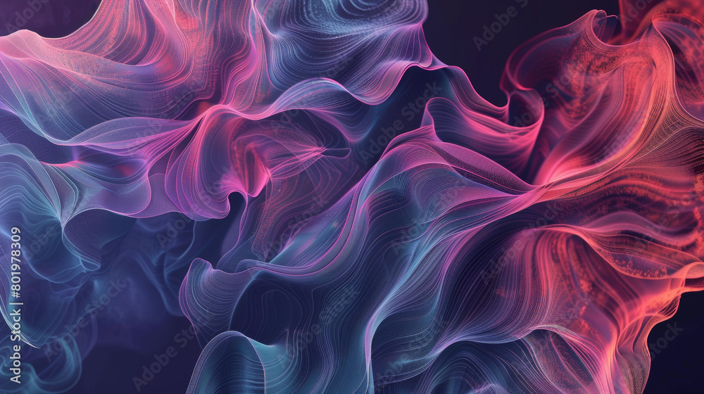 Fototapeta premium A colorful, abstract painting of a flame with a blue and pink swirl