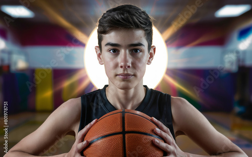 Imagine a teen working on their basketball game, shooting hoops with determination. 
