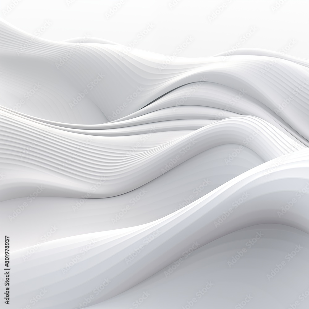 Obraz premium Abstract White 3D Waves with Soft Light and Shadows for Modern Digital Art Design