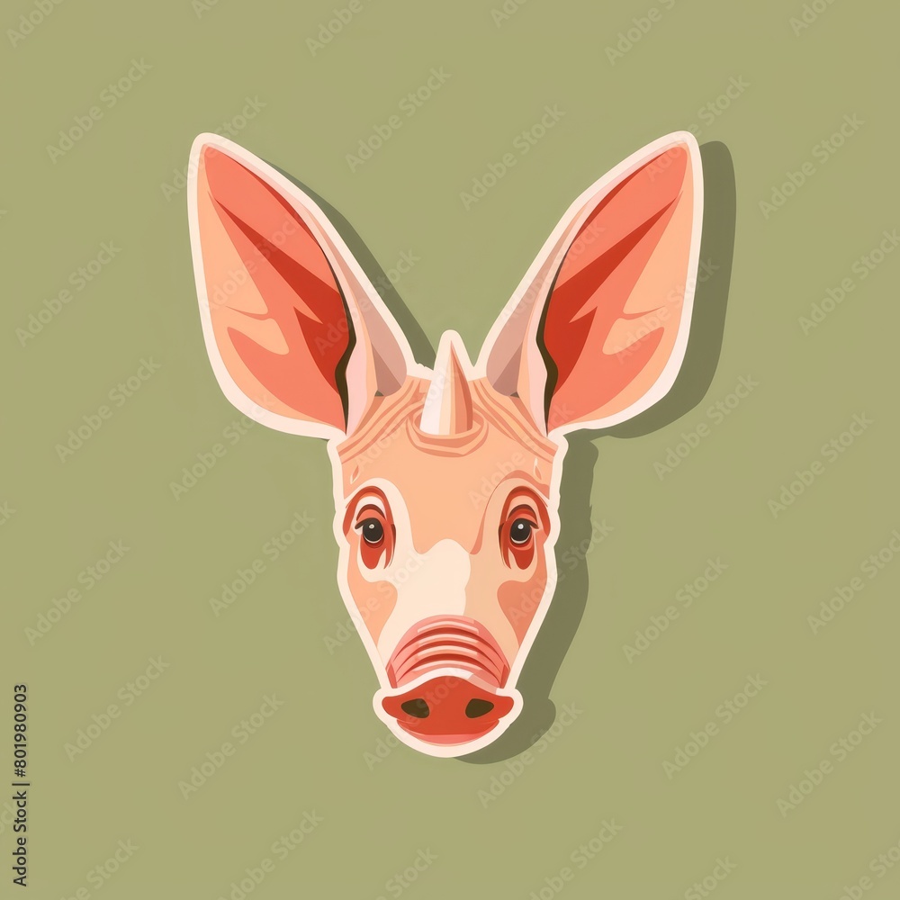 A pig sticker with a clear-cut head against a green backdrop, subtly shaded to suggest the head of a pig A pig sticker with a clear-cut head against a green backdrop, subtly shaded to suggest the head of a pig