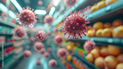 Floating Virus Particles in a Grocery Store Aisle